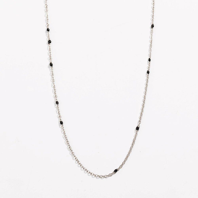 Dainty Black Onyx Beaded Link Necklace-gallery-30351488614458