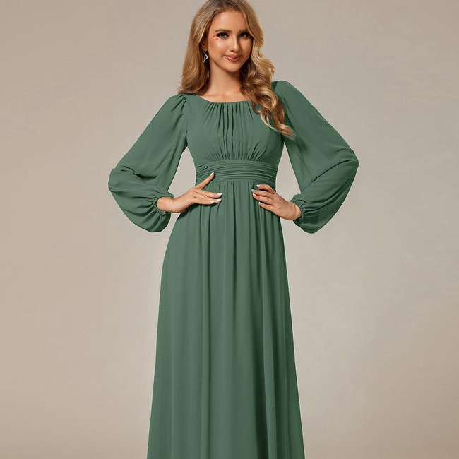 ever CELESTE|Chiffon Long Sleeve A-Line Round Neckline Formal Dress-gallery-33138919407690