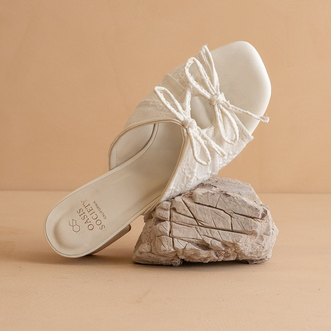 The Emerald | White Double Bow Peep Hole Block Heel-gallery-37804232179889