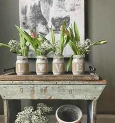 Farmhouse Valentine's Day Home Decor | Gray Table Decor - One Sided