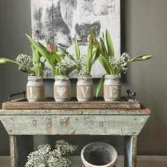 Farmhouse Valentine's Day Home Decor | Gray Table Decor - One Sided