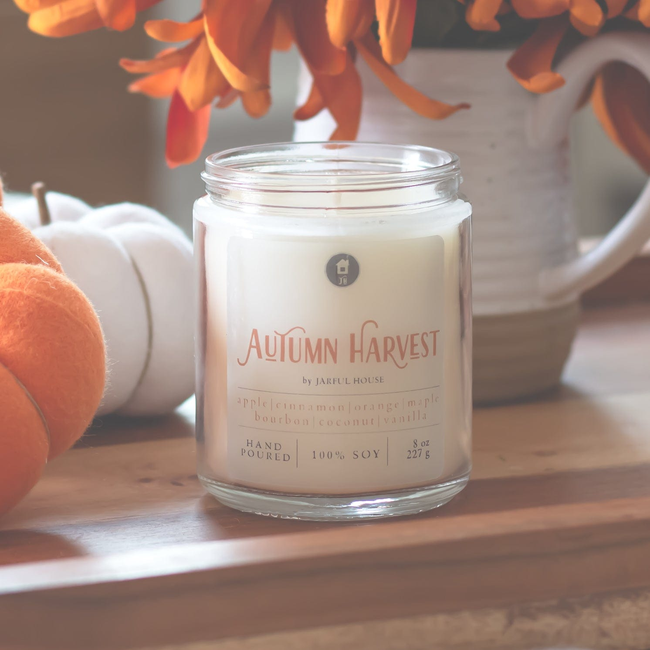 Fall Candle Autumn Harvest - 8 oz | Natural Soy Wax Candle-gallery-28330229858374