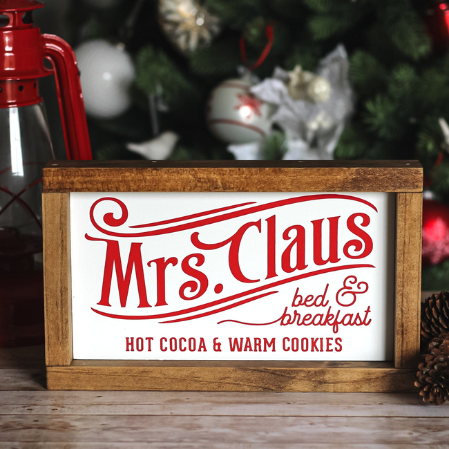 Mrs Claus Bed & Breakfast Wall Sign | Christmas Farmhouse Decor 11x7 inches-gallery-13448140881990