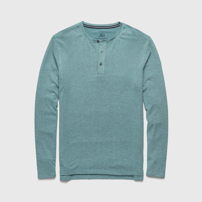 Sean Ultra Soft Classic Henley - Aqua Heather-gallery-44013876281602