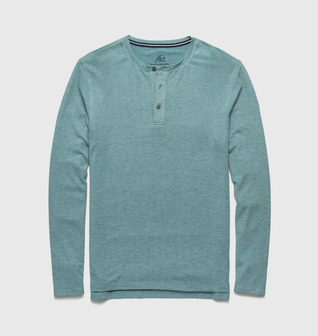 Sean Ultra Soft Classic Henley - Aqua Heather