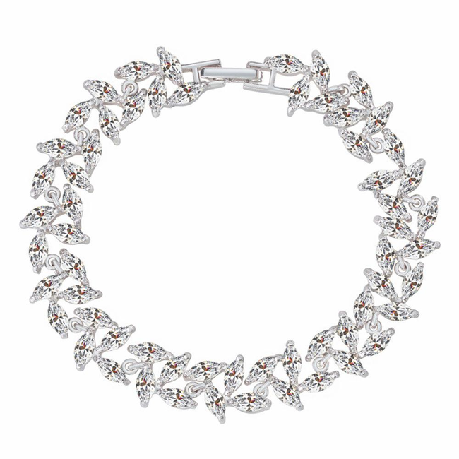 Tennis Bracelet with Marquise Cut Cubic Zirconia-gallery-30351804956730