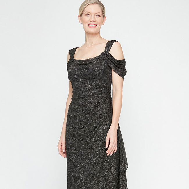 Petite - Hannah Glitter Mesh Gown-gallery-42518492152064