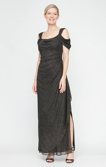 Petite - Hannah Glitter Mesh Gown