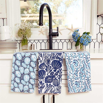 Sea Life Kitchen Cotton Towels (Set of 3)