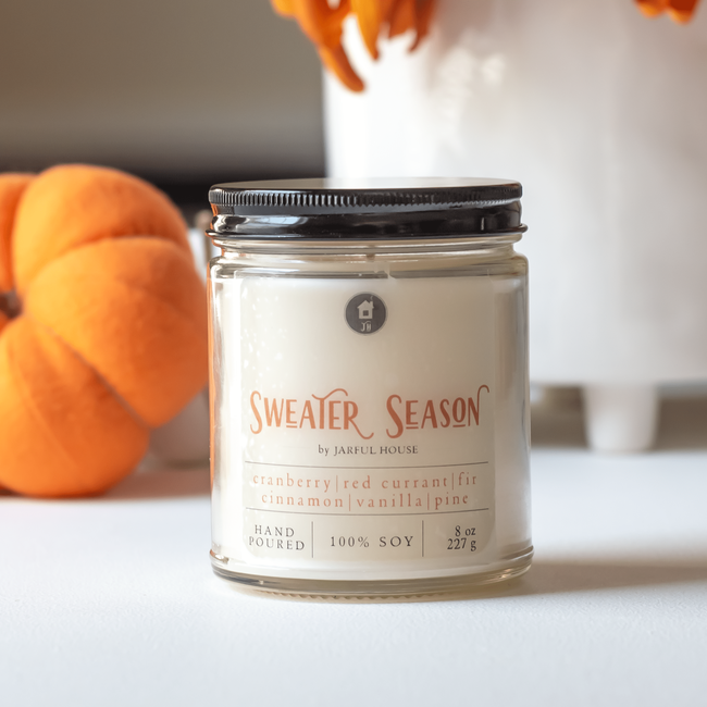 Fall Candle Sweater Season - 8 oz. | Natural Soy Thanksgiving Candle-gallery-29630676631622
