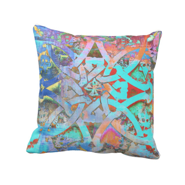 Turquoise Moroccan Print Pillow-gallery-30624569524337
