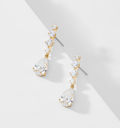 INVITATION ONLY PEAR CZ SHORT DROP EARRINGS