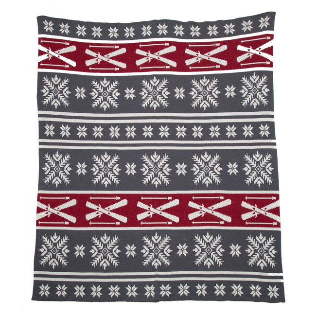 Fair Isle with Skis Throw Blanket-gallery-46682904330531