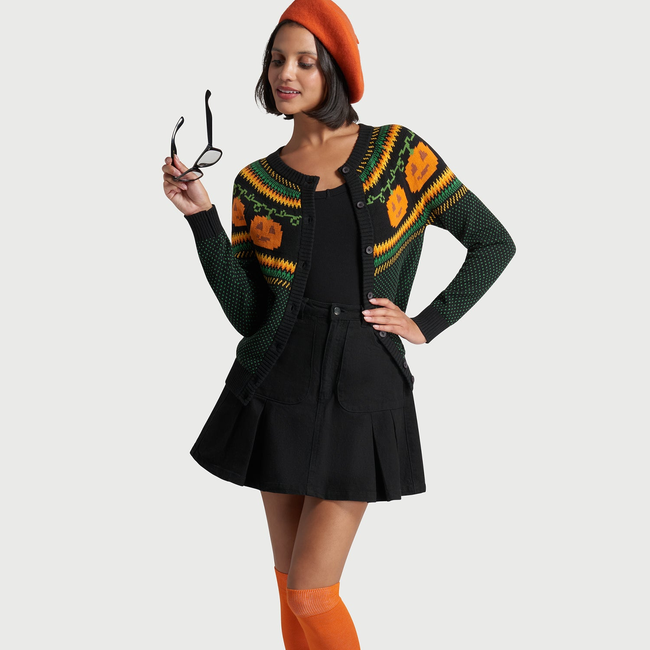Give 'Em Pumpkin To Talk About Fair Isle Cardigan-gallery-37010597806251