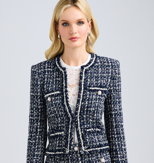 Betsy Buttoned Tweed Blazer