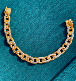 Vintage yellow 18K French Rollang fils et Cie link bracelet, 7.5 inch