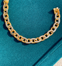 Vintage yellow 18K French Rollang fils et Cie link bracelet, 7.5 inch