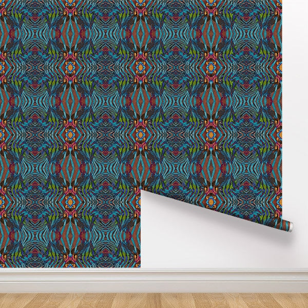Peel and Stick Wallpaper - African Paint / Turquoise-gallery-30072713871473