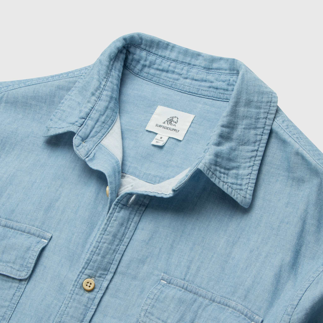 Zhu Chambray Shirt - Blue-gallery-42414130299138