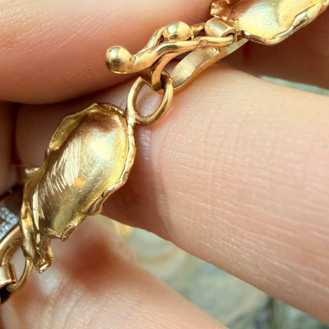 Vintage yellow 18K organic reversible petal chain, 16.5 inch-gallery-57436752249147