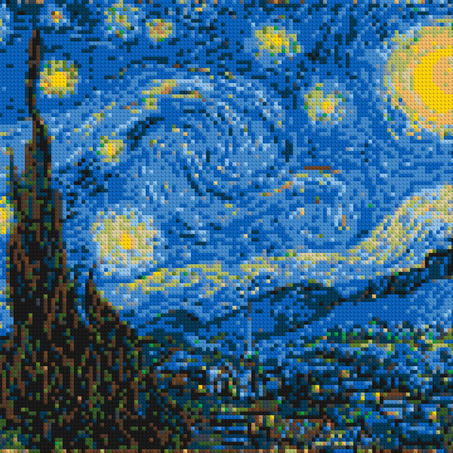 Starry Night by Vincent Van Gogh - Brick Art Mosaic Kit-gallery-45373981458596