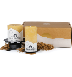 Large Raw Beeswax Pillar & Hand-Forged Holder Gift Set