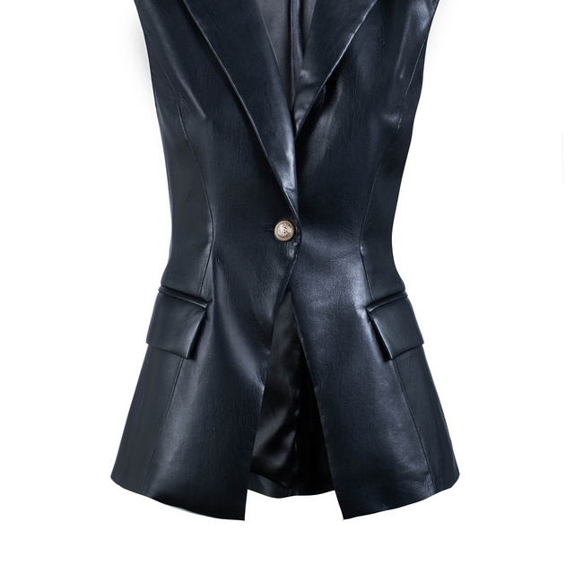 Rialto Vegan Leather Sleeveless Blazer-gallery-44423456063738