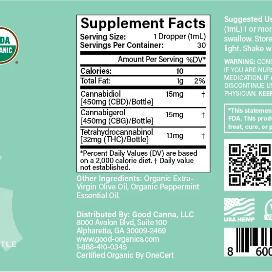 USDA Organic CBD + CBD Tincture - 15mg:15mg-gallery-58303444812085