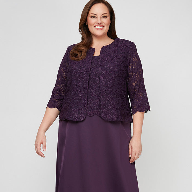 Plus Bethany Glitter Lace Jacket Dress-gallery-42510614593792