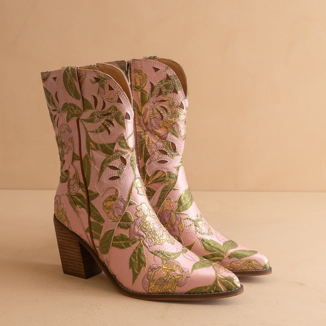 The Sorrel | Rose Garden Floral Western Bootie-gallery-42229788573873
