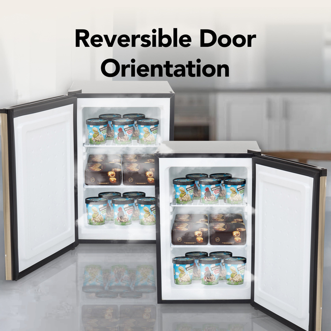 Whynter 2.1 cu ft Upright Freezer with Lock in Rose Gold,  Energy Star Rated CUF‑210SSG-gallery-47034127515896