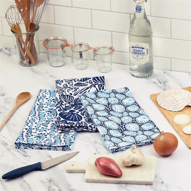 Sea Life Kitchen Cotton Towels (Set of 3)-gallery-32767238668375