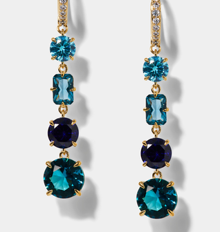 STELLAR MULTI STONE LINEAR LEVERBACK EARRINGS