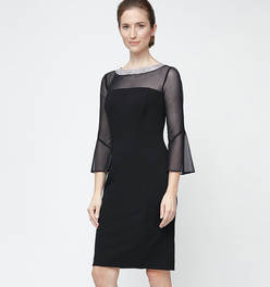 Olivia Illusion Neck Crepe Dress