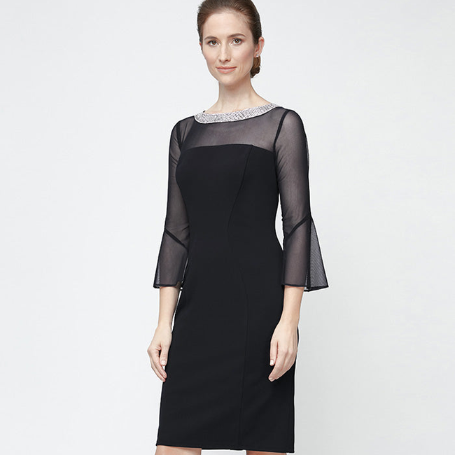 Olivia Illusion Neck Crepe Dress-gallery-42505838723328