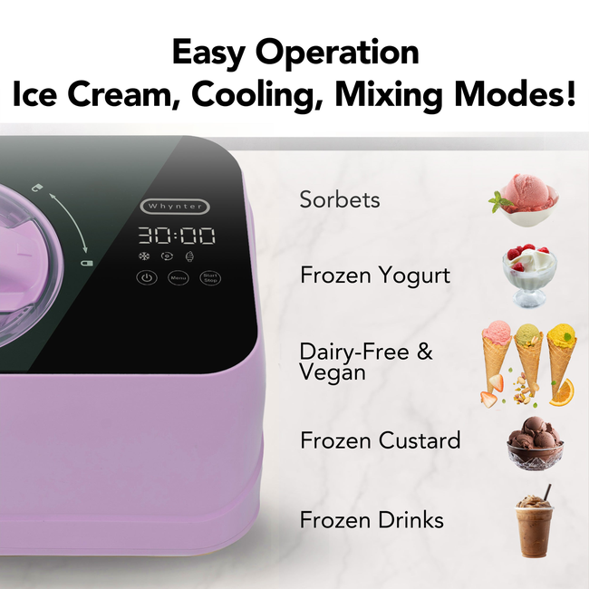 Whynter 0.8 Quart Compact Automatic Ice Cream Maker with Stainless Steel Bowl, Lilac Haze ICM-080-LH-gallery-45332516372728