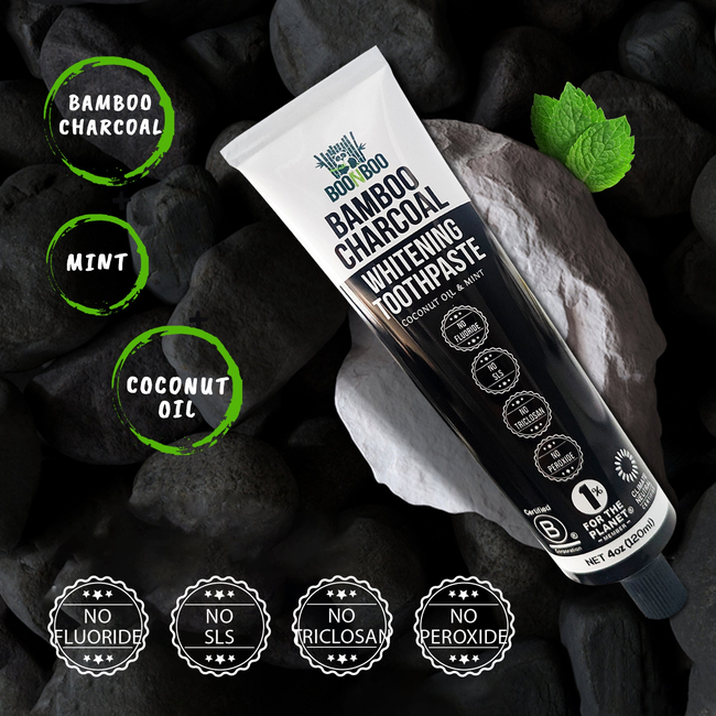 BOONBOO Bamboo Charcoal Toothpaste | 4oz / 120ml | Mint Flavor | Aluminum Tube with Bioplastic Cap |-gallery-29776727834733