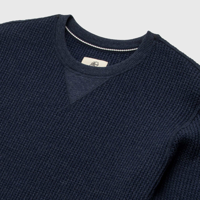 Butch Waffle Thermal Crewneck - Navy Heather-gallery-44013881917698