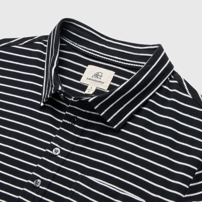 Michael Stripe Polo - Jet Black-gallery-42409663496450