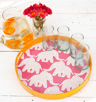 Elephant 15 Inch Round Tray