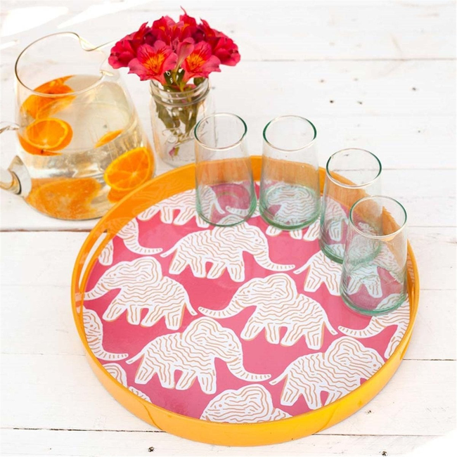 Elephant 15 Inch Round Tray-gallery-32767221235799