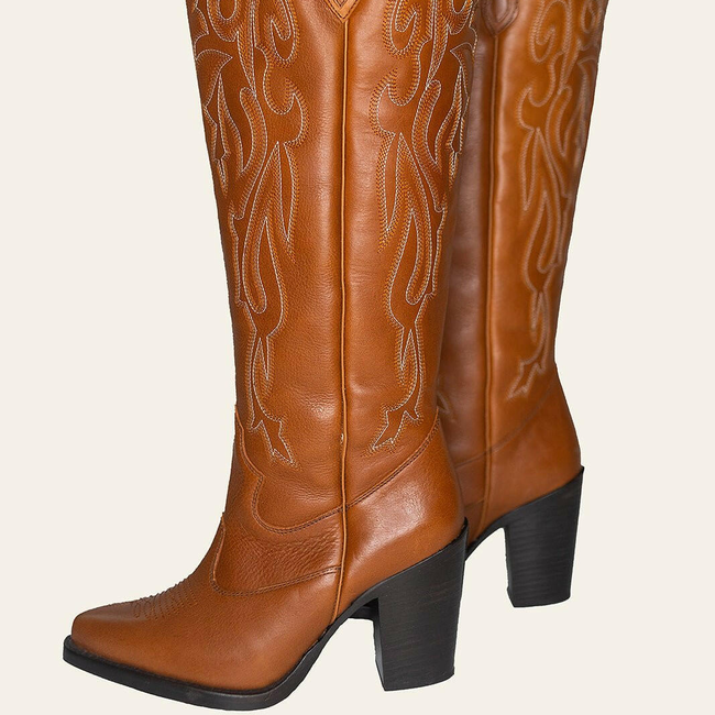 Savannah Brown Wide Calf Boots-gallery-38281987653856