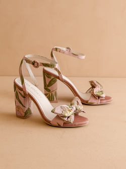 The Celine | Rose Garden Bow Block Heel