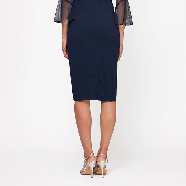 Olivia Illusion Neck Crepe Dress-gallery-42655319490816