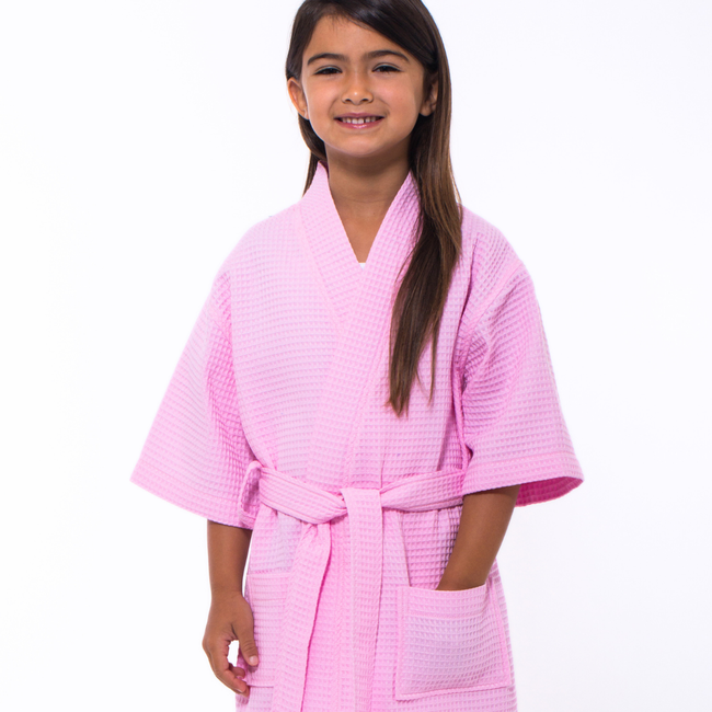 Pink Waffle Kimono Kid's Robe-gallery-48248932073731