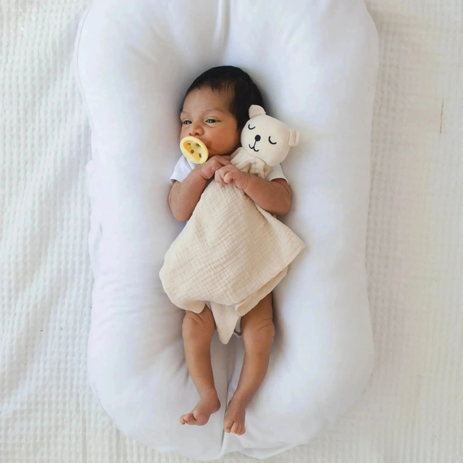 100% Muslin Cotton Comfort Blanket (Lovey) – Oat, Cream & Mint-gallery-47380147765481