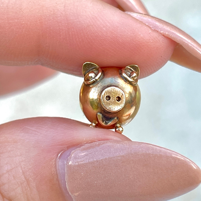 Antique yellow 9K piggy charm-gallery-56198637650235