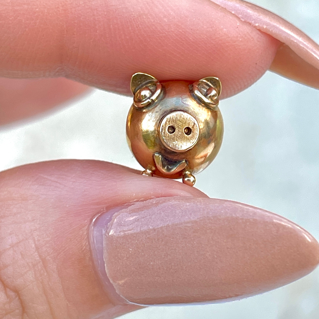 Antique yellow 9K piggy charm-gallery-56198637650235