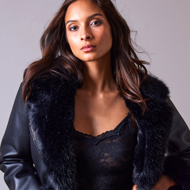 Walt Faux Fur Shearling Moto Jacket-gallery-45055025611002