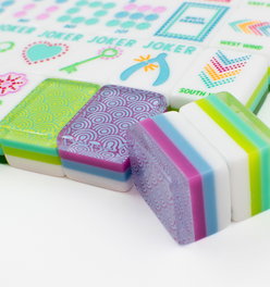 Crystal Confetti Citrus Green | Mahjong with a Sprinkle of Color and Joy | Clear Top with Colorful P